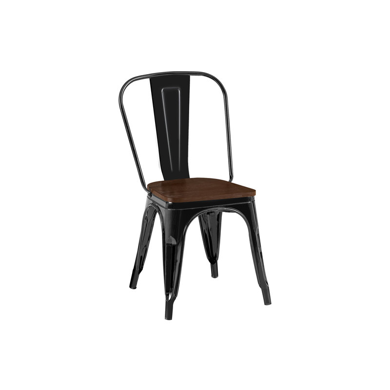 Kalino 18'' H Metal Stacking Side Chair, High Gloss Black, 2
