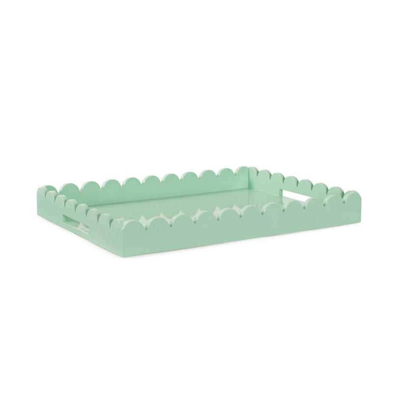 Plateau rectangulaire en bois festonné Hindley, Vert clair