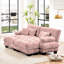 Canapé-lit 2 places en chenille rose de salon avec repose-pieds - tissu doux, rembourrage haute résilience