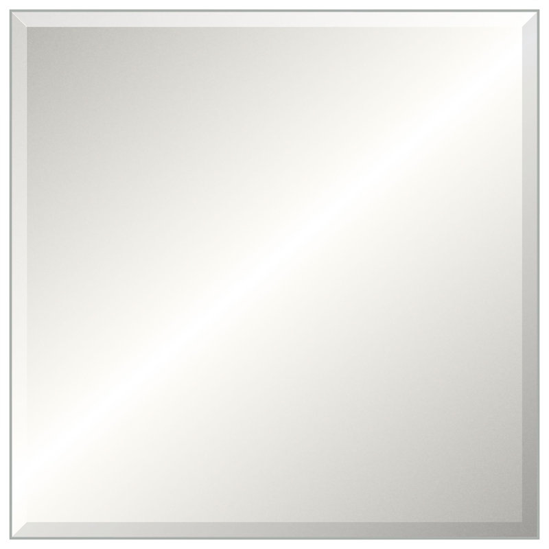 Floater 2 Solid Wood Beveled Mirror, Square, Matte White, 23.25" x 23.25"