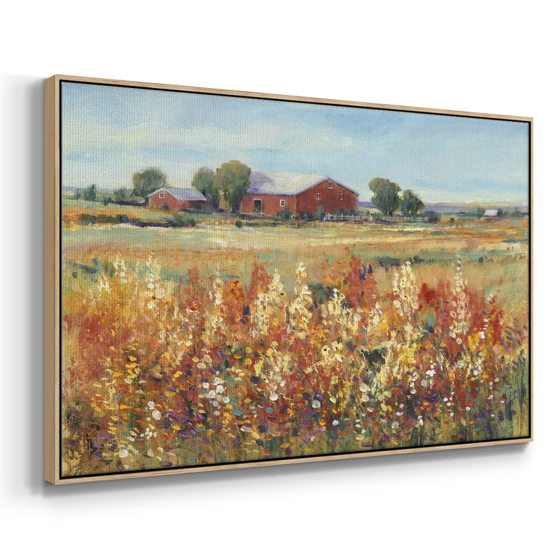 Country View II - reproduction sur toile avec cadre flottant, H 25 po x l 37 po x P 2 po, Bois naturel