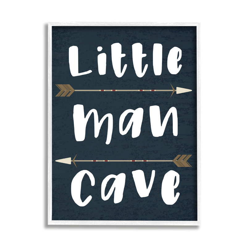 Little Man Cave, lettres, monogrammes et noms de flèches, H 14 po x l 11 po x P 1,5 po, Giclée encadrée blanc bord de mer