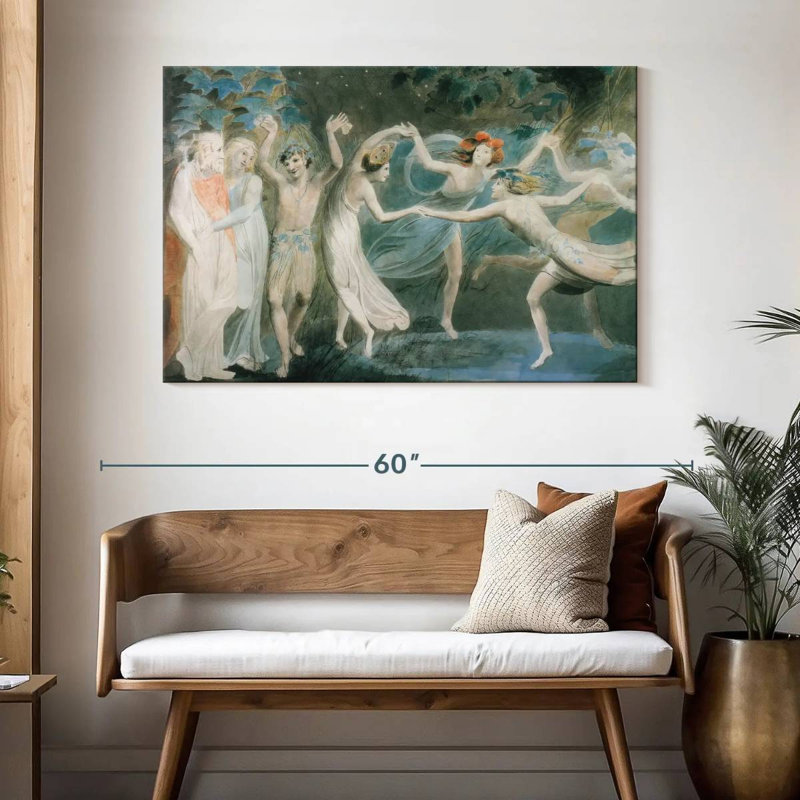 Leisha Oberon Titania et rondelle avec des fées, H 32 po x l 48 po