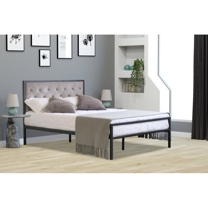 Ipava Upholstered Bed, Double (4'6), Grey