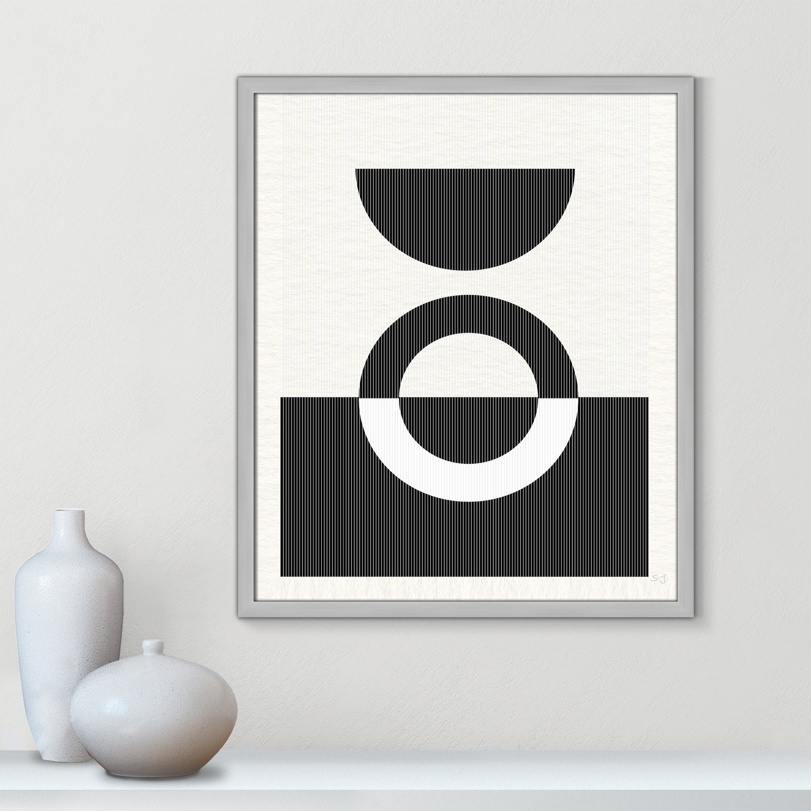 Eclipse III, Matte Silver Framed, 25.5" H x 21.5" W x 0.75" D