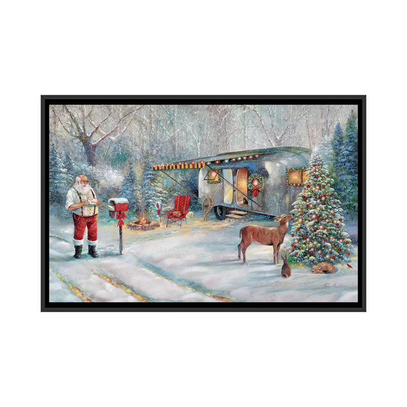 «Santa's Hideaway» par Ruane Manning - reproduction d'art, Toile avec cadre noir, Aucun mat, H 60 po x l 40po x P 1,5 po