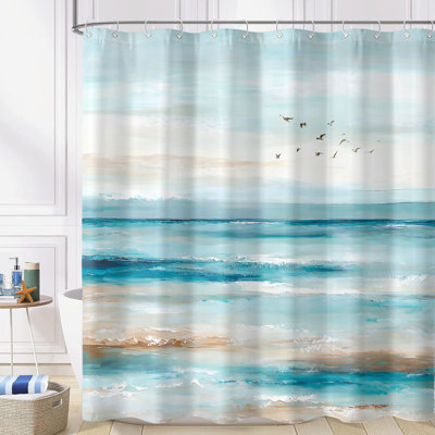 Abstract Beach Shower Curtain 72'' With Hooks