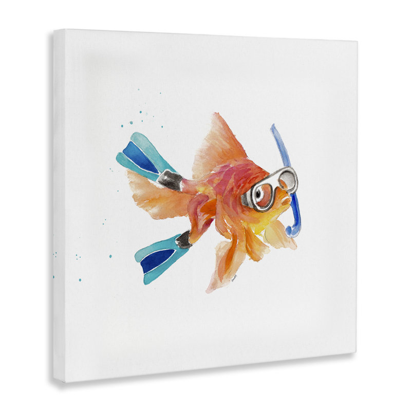 Goldfish Pet Snorkel Gear Canvas Wall Art by Lanie Loreth, 24" H x 24" W