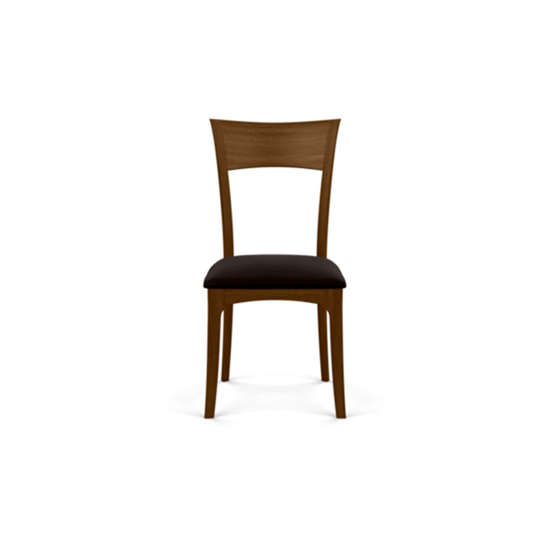 Chaise d'appoint Ingrid, Noyer naturel, Cuir ébène