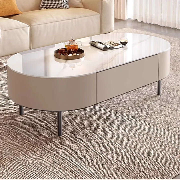 Nashanda Lift Top Four Leg Coffee Table, 45cm H x 60cm L x 130cm W, Wheat White