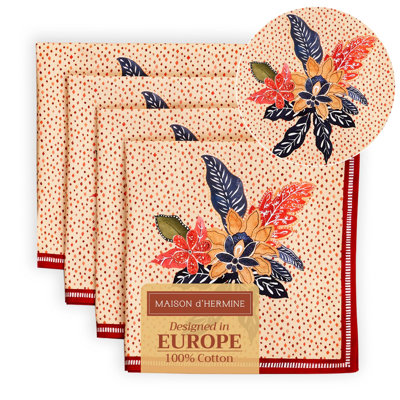 Maison d' Hermine Cloth Napkins Set of 4 100% Cotton for Thanksgiving Christmas Decorations Everyday Reusable Square Fall Napkins Cloth Washable Dinner Party (Kalahari, 20"x20")