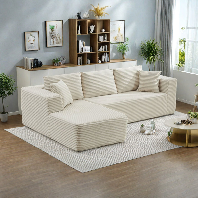 Canapé modulaire en forme de L de Boneless, Beige