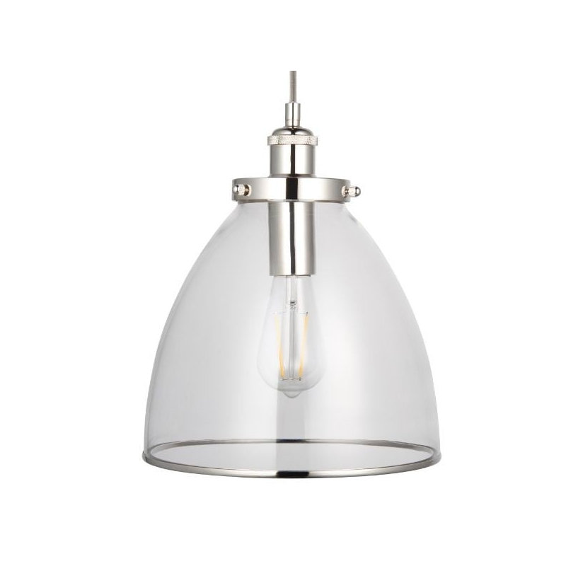 Bellview 1 - Light Dome Pendant, Polished Nickel