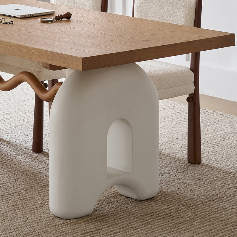 Ensembles de tables en bois massif de style français crème., H 29,92 po x L 86,61 po x l 35,43 po