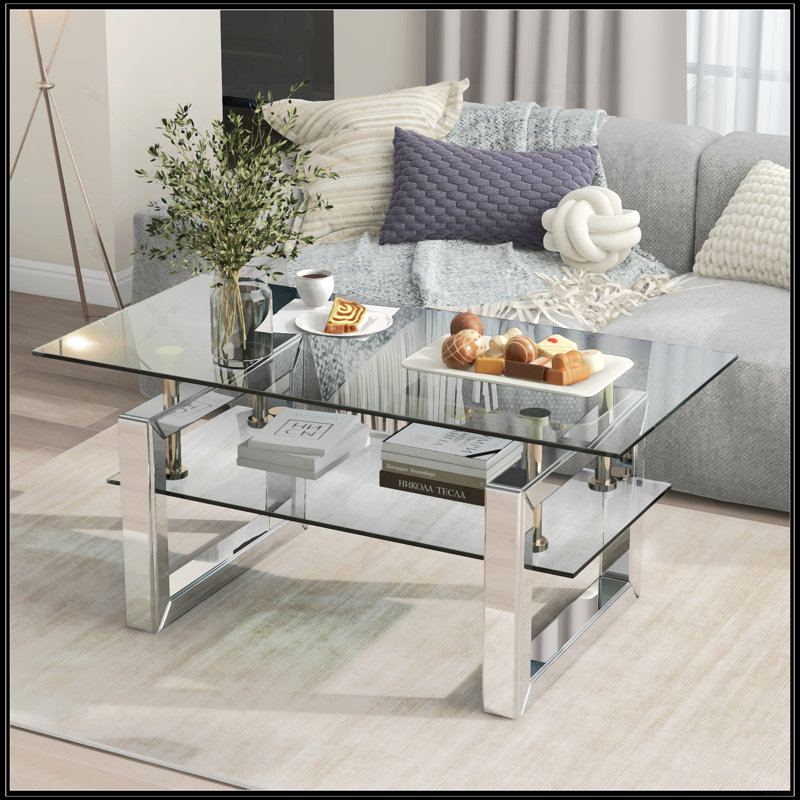 Table basse transparente en verre trempé
