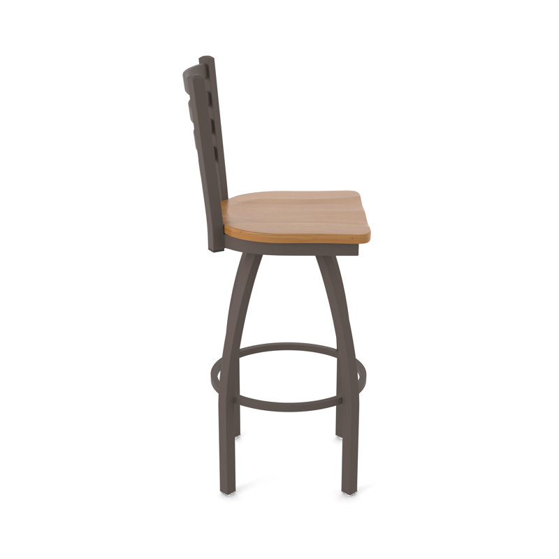 Tabouret pivotant Jackie, Bronze, Bois - Érable moyen, Tabouret de comptoir (siège d'une hauteur de 25 p