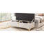 Revêtement beige avec pieds en métal, rangement pour la chambre à coucher et le salon, rembourrage haute résilience, banc élégant 47,2 X 15,6 15,8 po, décoration de chambre, sièges confortables, bande dorée-854072643