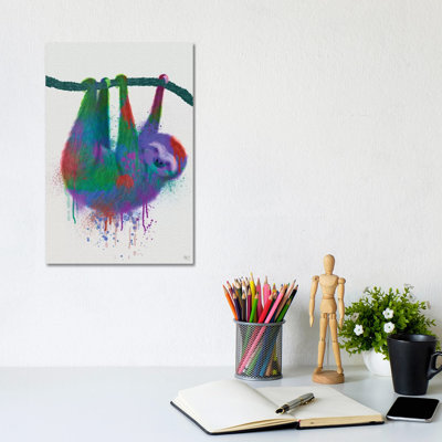 Sloth Rainbow Splash by Fab Funky - Wrapped Canvas Gallery-Wrapped Canvas Giclée