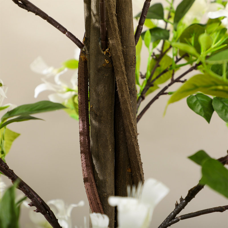 150cm Faux Flowering Plant in Cement Pot