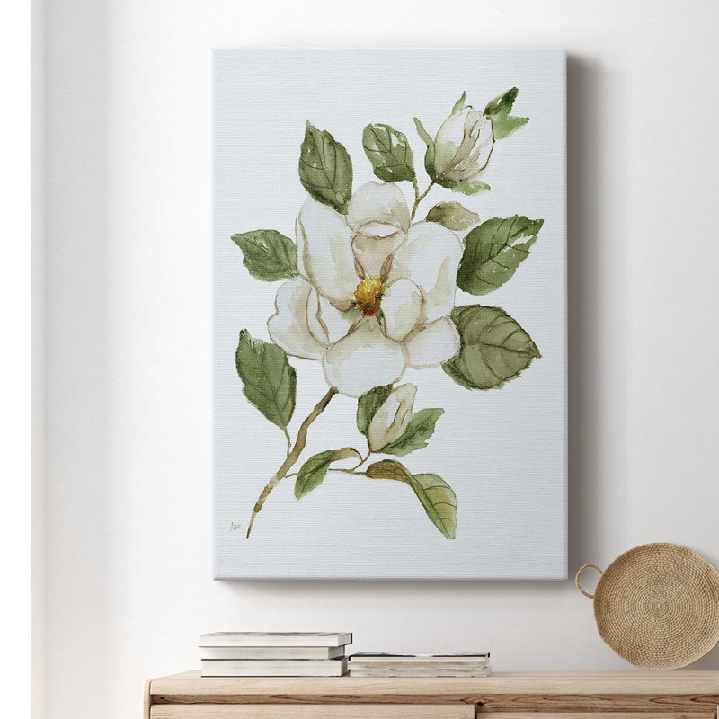 Magnolia Morning I, toile tendue avec châssis de qualité supérieure - prête à être accrochée, H 12 po x l 8 po x P 1,5 po