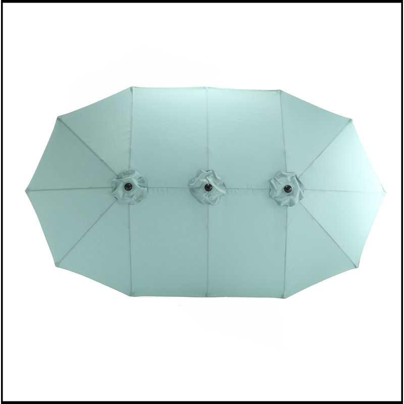 Parasol d'extérieur rectangulaire à double face avec manivelle 14,8 Ft Out exceptionnelle, Vert clair