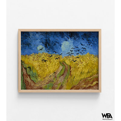 Champ de blé avec Crowsby Vincent Van Gogh, art mural oiseau, Corneille, reproduction de peinture, impression de ciel intense, impression de champ jaune, impression de Van Gogh Nature
