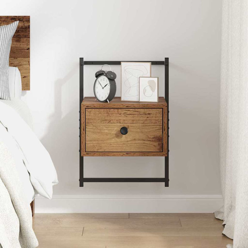 35cm W Manufactured Wood Bedside Table, Old Wood