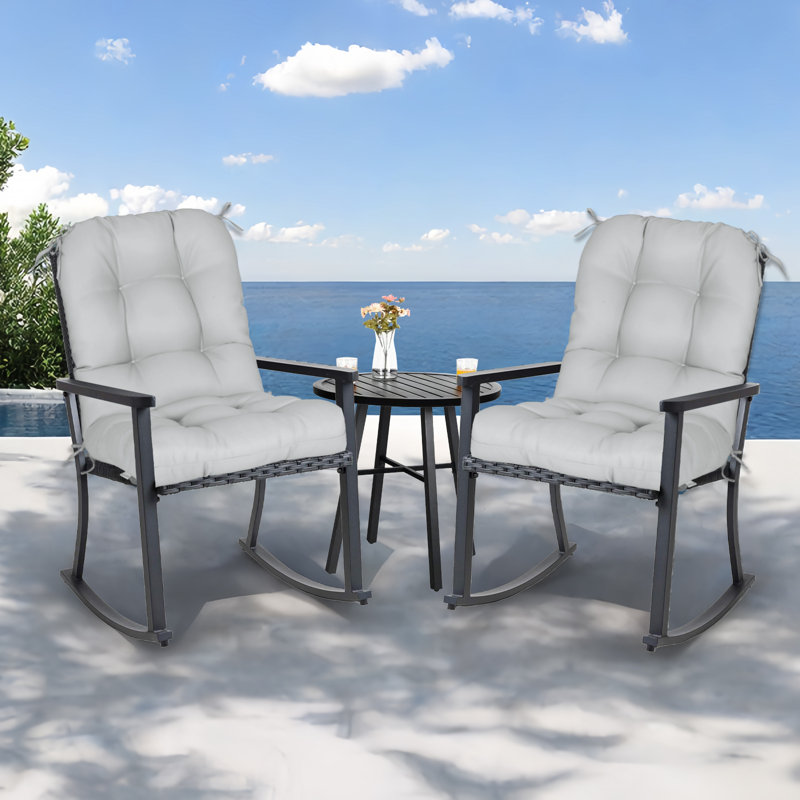Outdoor Replacement Cushion Set Deep Seating Seat / Back Cushions with Ties (Set of 2), Light Gray