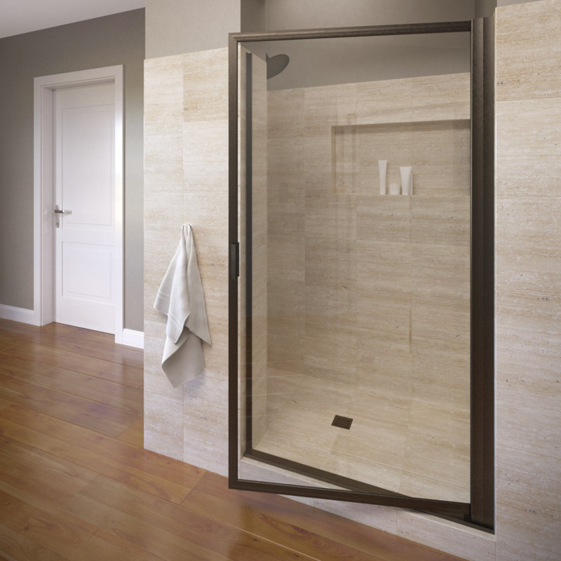 Porte de douche encadrée l 27,25 "x H 63,5" Sopora, Bronze huilé, Transparent
