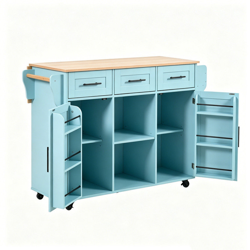 139 cm W Kitchen Island with, Blue