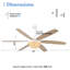 Ventilateur de plafond 65 po en bois avec lumière 65 po et télécommande réversible 6 vitesses pour salon