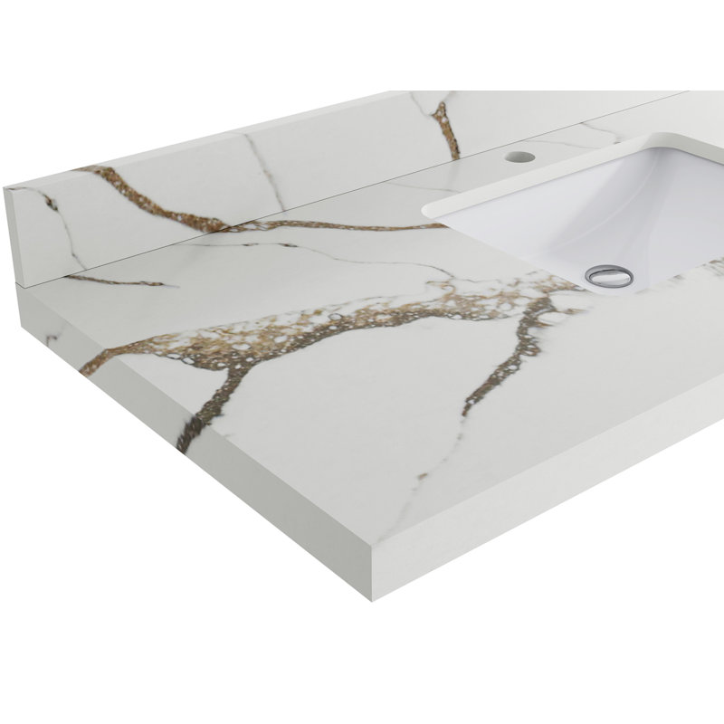 Alys 48'' Single Bathroom Vanity with Quartz Top, Calacatta Gold