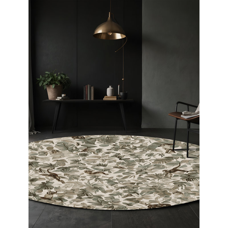 Machine Washable Grey Area Rug, Round 8'