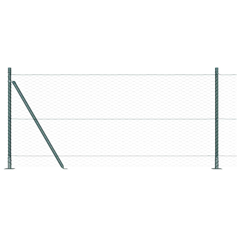 Vidaxl Fence With Posts PVC-Coated Steel, Green, 100cm H x 1000cm W x 3.2cm D