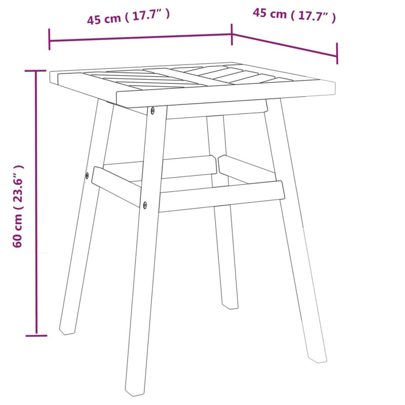 Brodowski Square Acacia Solid Wood Outdoor Side Table - 45 cm W 45 cm D