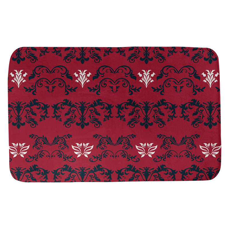 Tapis pour salle de bain Houston, l 21 po x L 34 po, Bleu foncé acier / rouge bataille / blanc