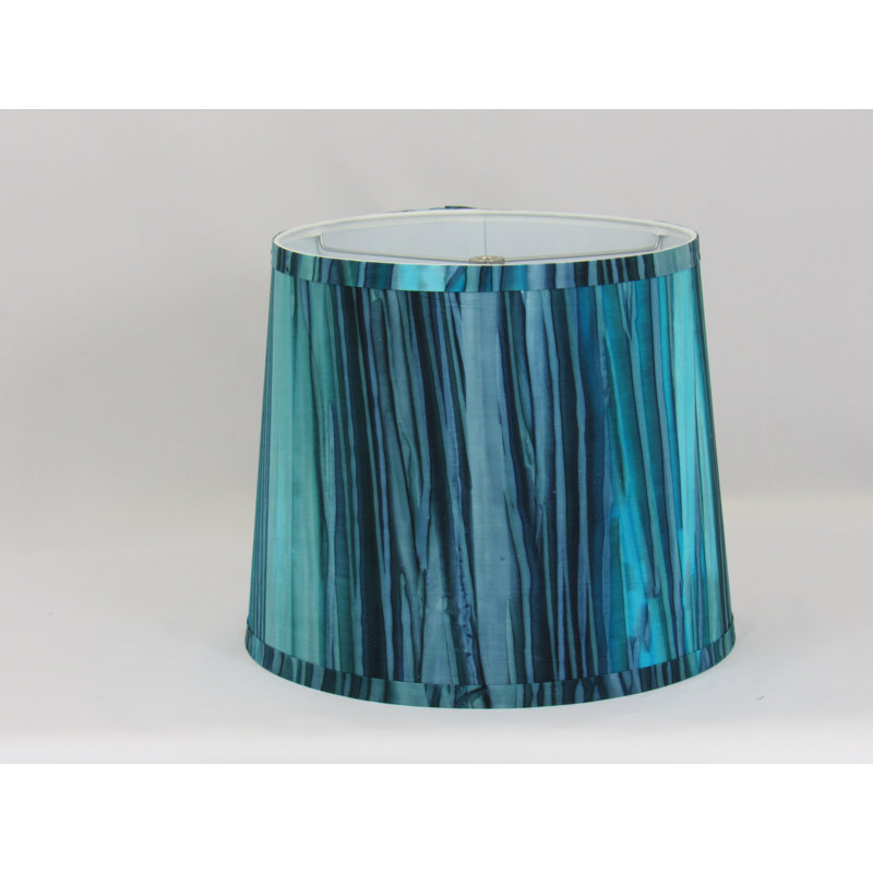Abat-jour tambour en coton teint à la main (araignée), H 10 po x l 12 po x P 12 po, Bleu