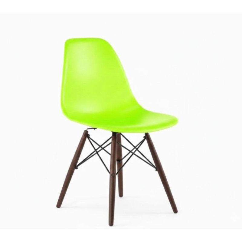 Chaise Hrileena Leffie avec pieds naturels, Vert, Noyer