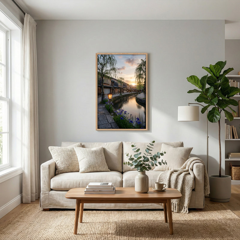 Canal japonais, reproduction d'art sur toile, ensemble de 1, Naturel, H 48 po x l 36 po