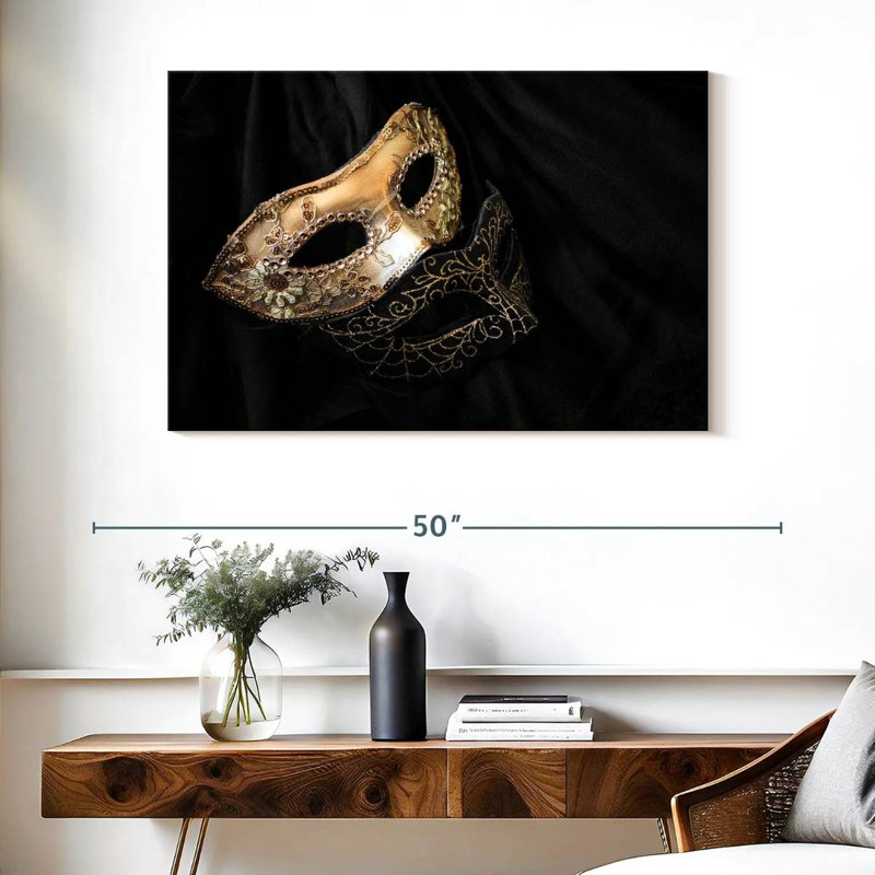 Masques Lelend or et noir, H 26 po x l 39 po