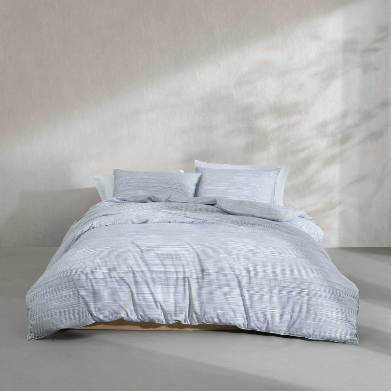 Ensemble d'édredon réversible en coton Calvin Klein, Édredon pour grand lit + 2 taies décoratives