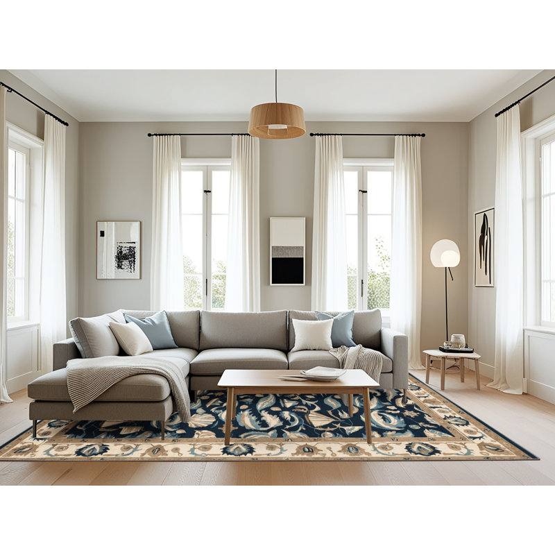 Tapis persan gris lavable à la machine, Rectangle 6 pi x 9 pi
