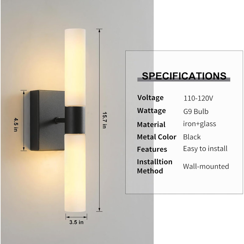 Wall Sconces Set Of Two Modern Bathroom Sconces Wall Lighting Set Of 2 Frosted Glass Shade Indoor Wall Lamp Wall Mounted Lights Metal Wall Light Fixtures For Living Room Stairs