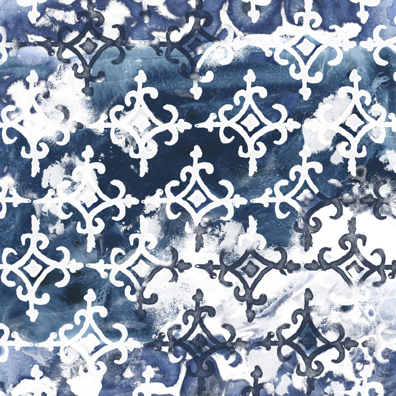 Indigo Impression VIII 1 Piece Wrapped Canvas Painting, 122cm H x 122cm W