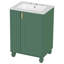 Meuble-lavabo de salle de bain avec lavabo, armoire avec tablette de porte, rangement latéral ouvert, cadre en bois massif et porte à fermeture douce pour une utilisation pratique-681692349