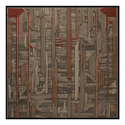 Tapis art déco brun lavable à la machine