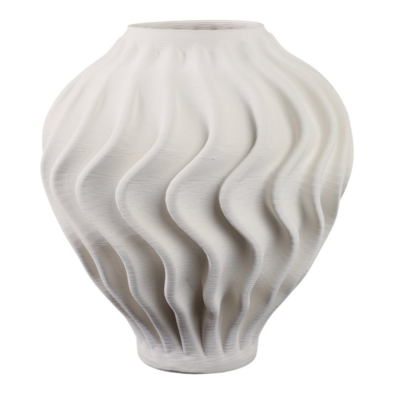 Porcelain Vase Sculptural Decorative Accent With Textured Wave Design Modern Organic Form Handcrafted Style Art-Inspired Ceramic Home Decor Statement Piece For Shelf Table Or Mantel Display