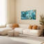 Ensemble de 1 tableau abstrait floral turquoise et or sur toile tendue-214306852