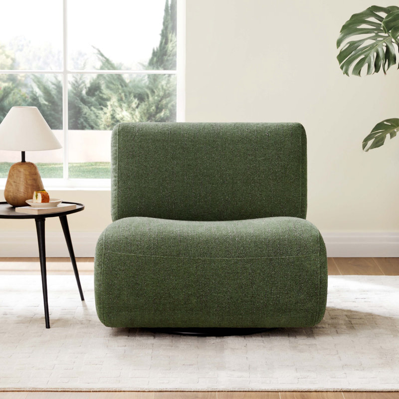 Fauteuil d'appoint pivotant 33 po Nita, Chenille vert forêt doux