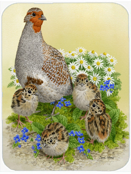 Caroline's Treasures Partridge and Chicks Glass Cutting Board